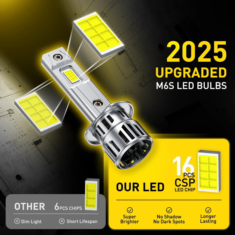 AUXITO 2Pcs Turbo H1 LED Bulb Headlight Canbus No Error For Ford Fiesta Mondeo MK4 Focus MK2 Galaxy Transit Car Lamp 30000LM 12V