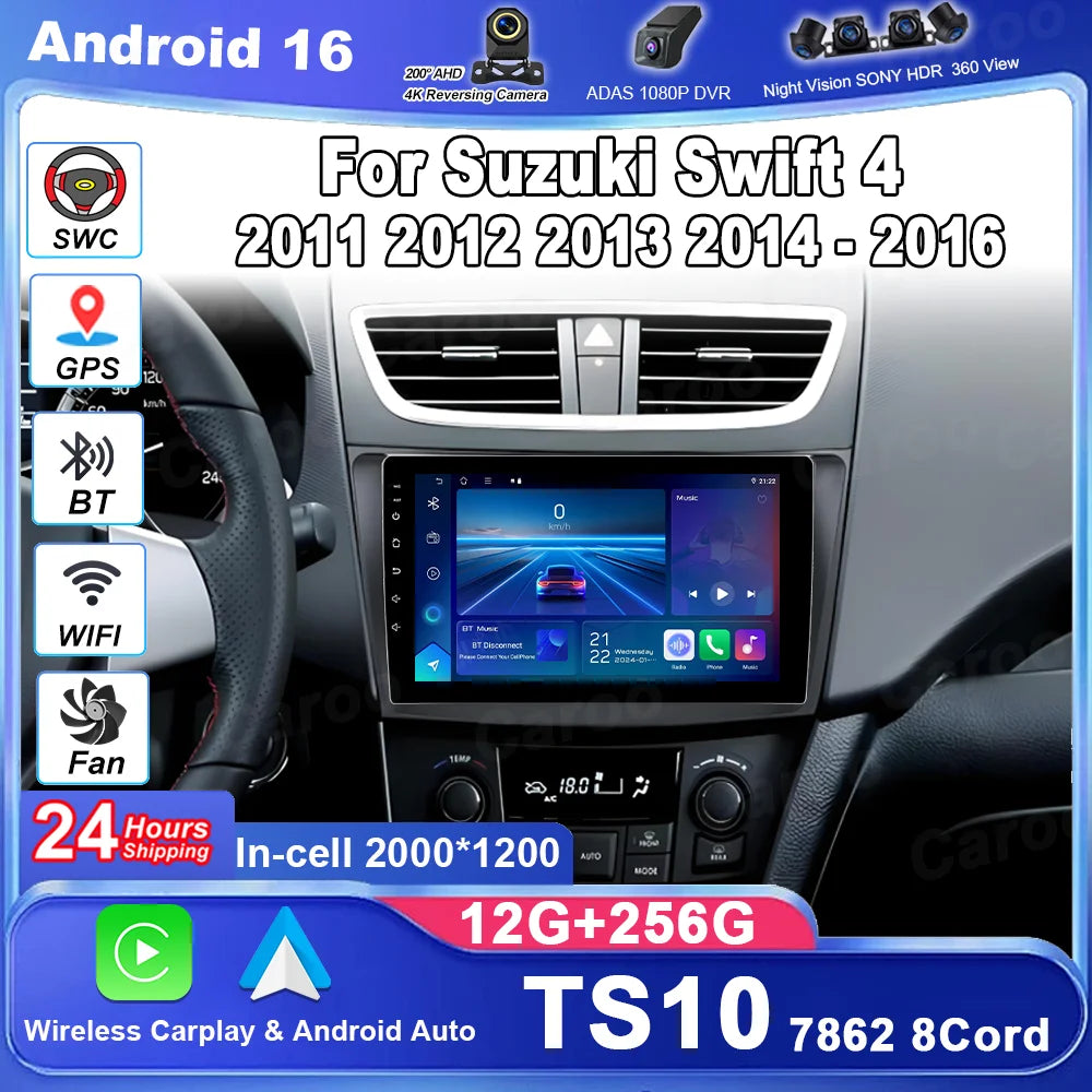 Android 16 Car Radio Stereo For Suzuki Swift 4 2011 2012 2013 2014-2016 Multimedia Video P