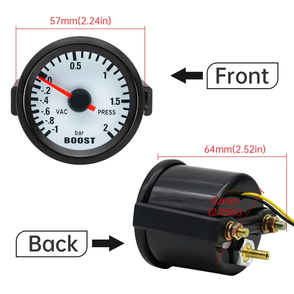 AD Universal 52mm Bar Blue Led Light Pressure Turbo Boost Gauge Meter With Sensor, Holder 12V Bo - Automotive LED Light