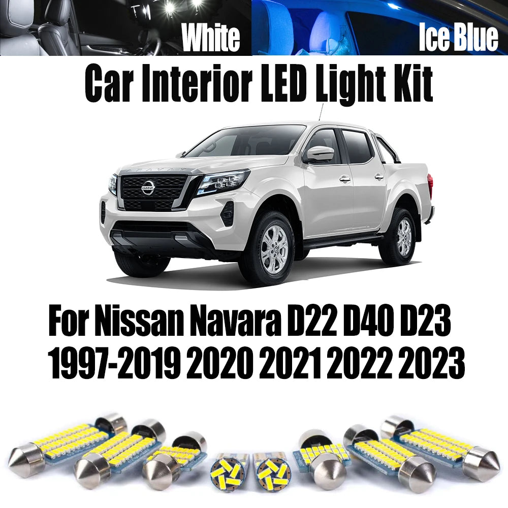 LED Interior Light Kit for Nissan Navara D22 D40 D23 1997- 2020 - Canbus Dome Map Door Trunk Bulbs | AUTOKITSHOP