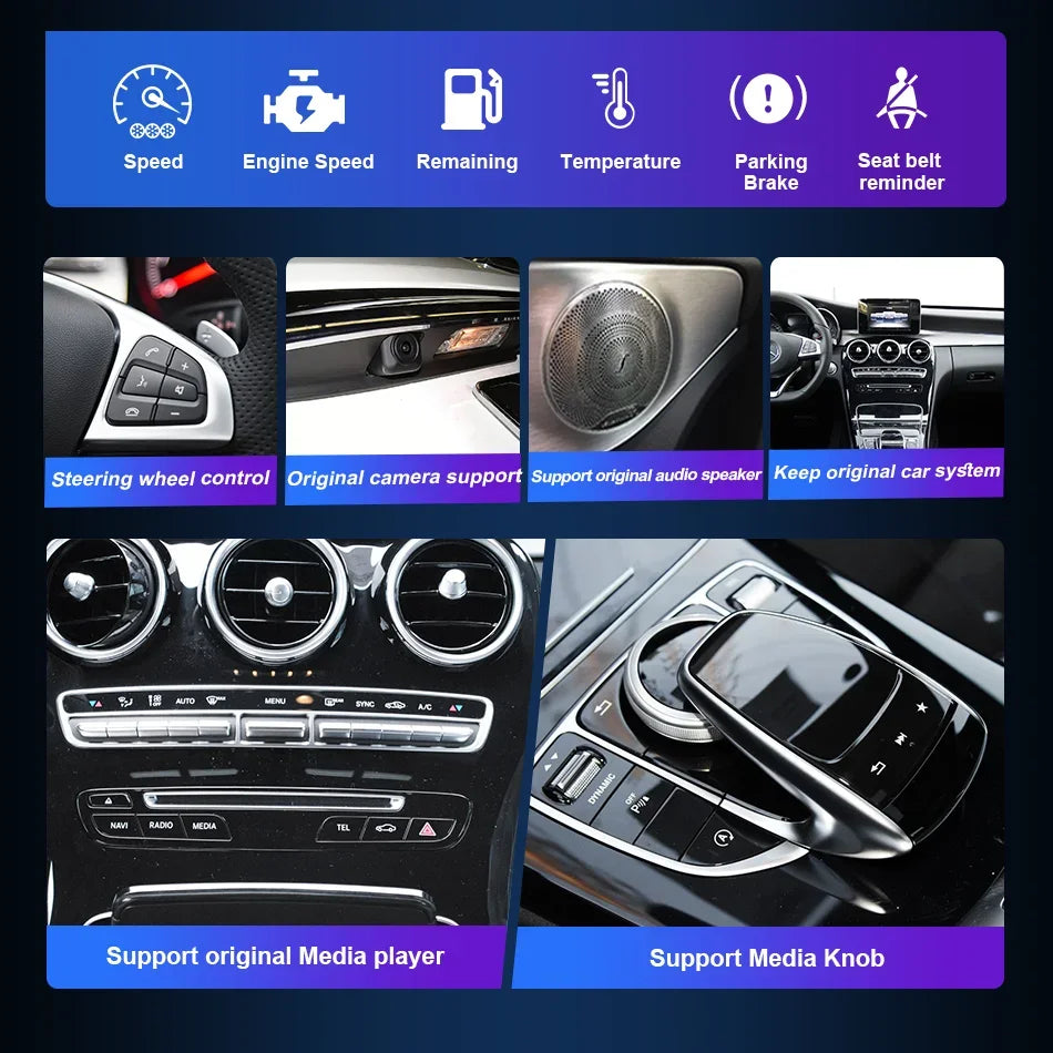 Wireless Carplay Screen For Mercedes C Class W205 GLC X253 C180 C200 300 350 2015-2018 Car