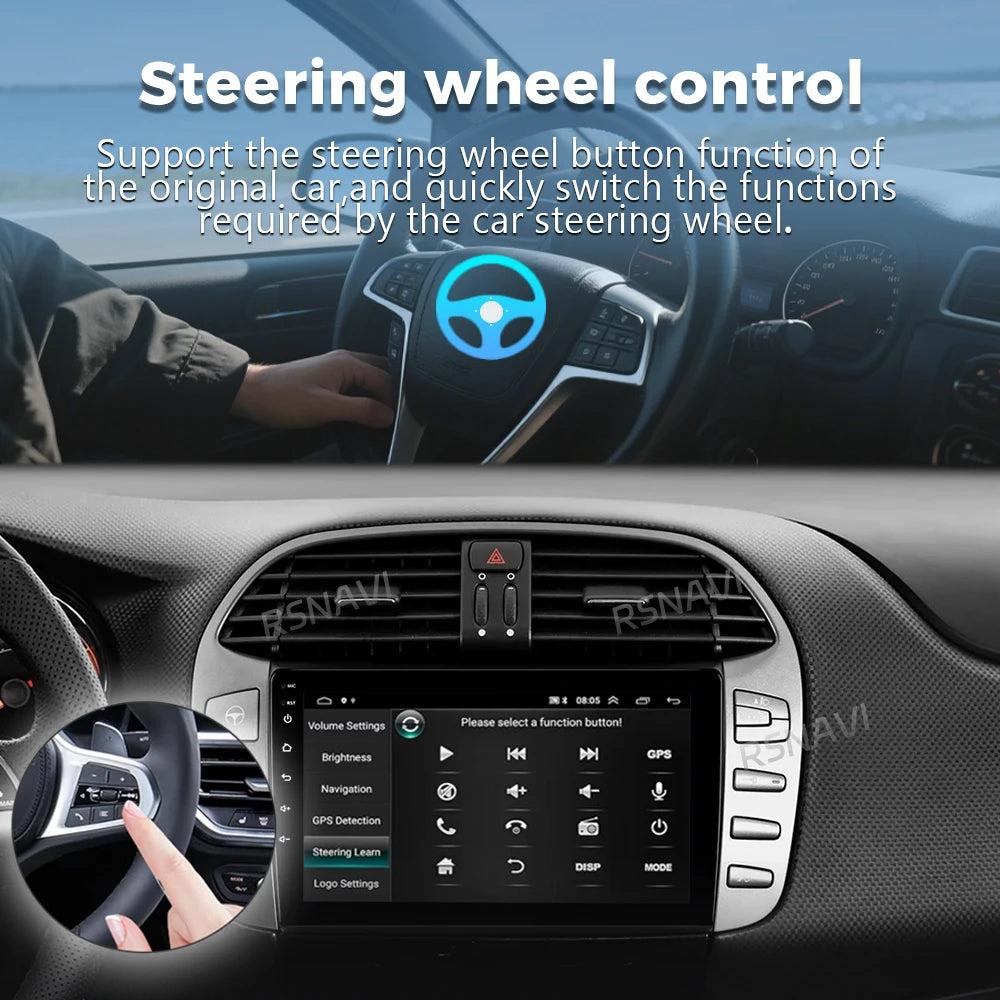 Android 16 For Fiat Bravo 198 2 II 2007 - 2014 2K QLED Stereo Car Radio Multimedia Video P