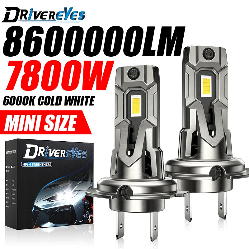 7800W H7 LED Headlight Bulb Mini Wireless 8600000LM 6000K 7535 CSP for Car Headlamp Auto D