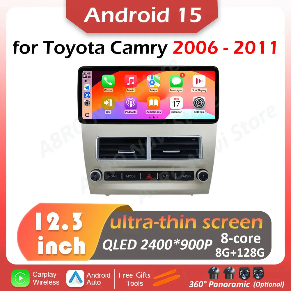 12.3 inch Android 15 for Toyota Camry 2006 2007 2008 2009 2010 2011 Carplay DSP Stereo Int | AUTOKITSHOP