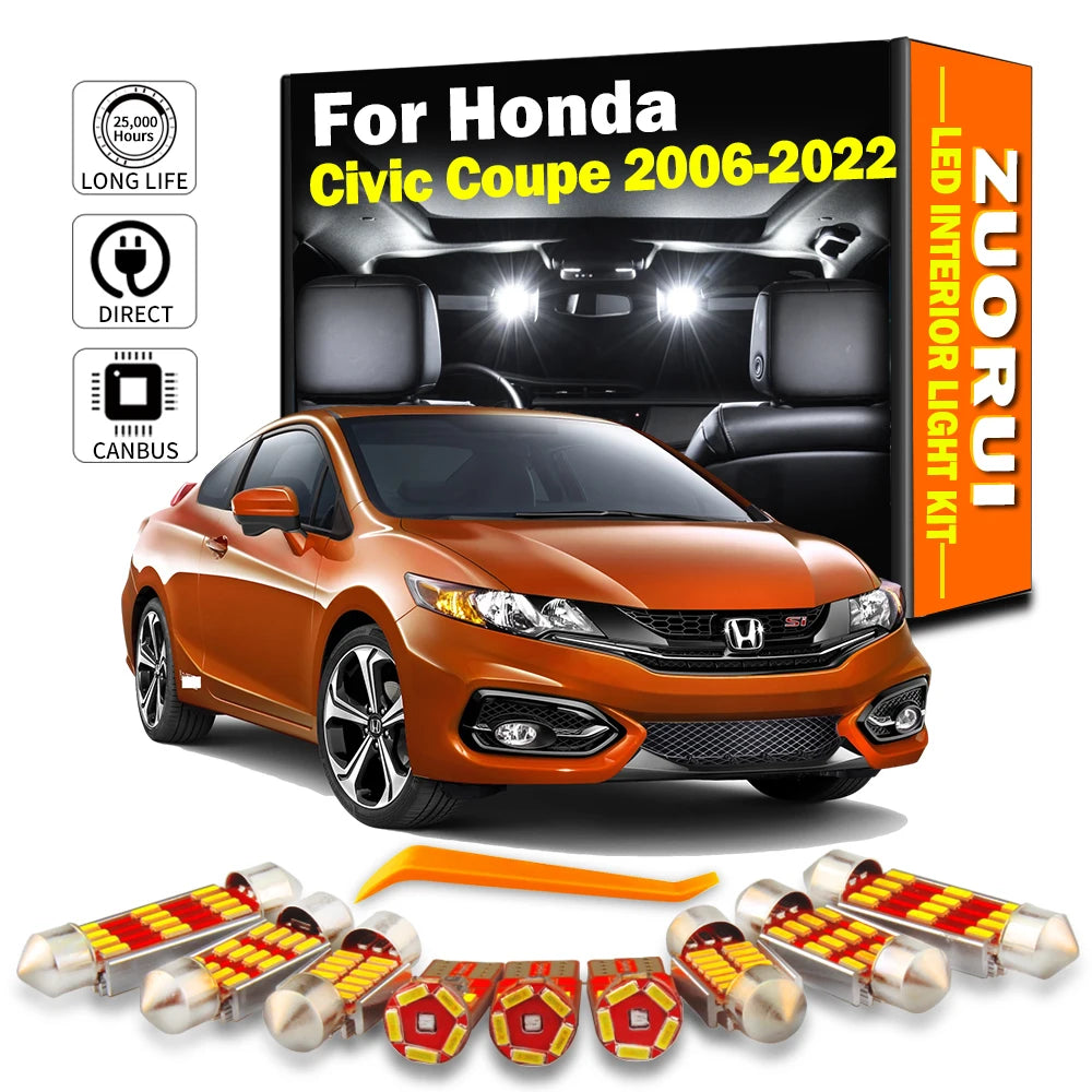 LED Interior Light Kit for Honda Civic Coupe 2006- 2019 - Canbus Dome Map Door Trunk Bulbs | AUTOKITSHOP