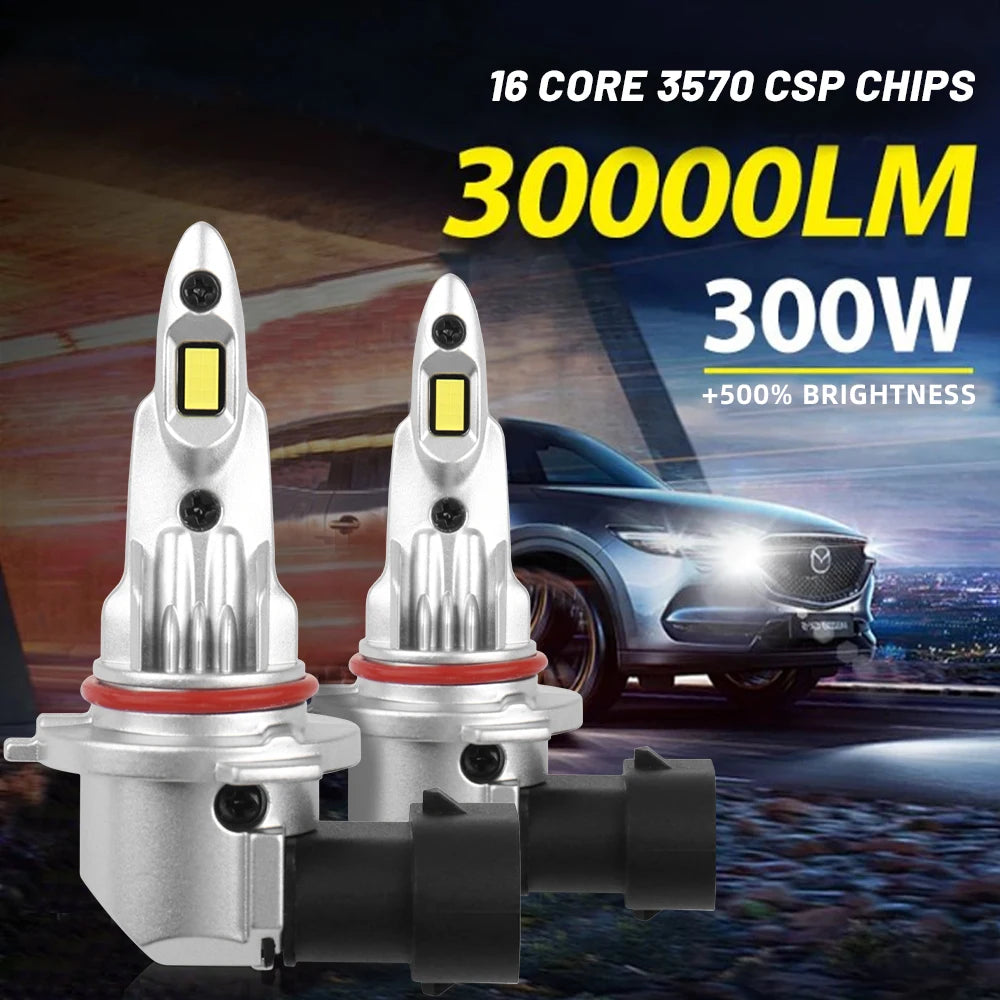 30000LM 9005 9006 LED Headlight Bulbs 300W High Power H4 H7 HB4 HB3 Car Lamps CSP Chip 600