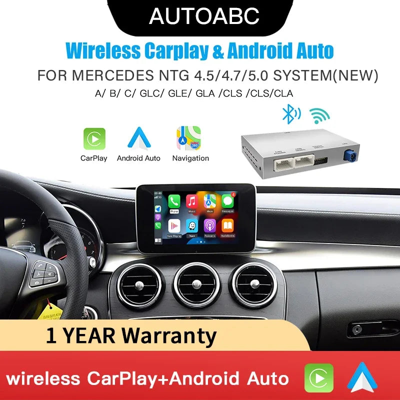 Wireless Carplay Android Auto Adapter for Mercedes Benz NTG4.5/4.7/5.0 2011-2014 GLA CLA G