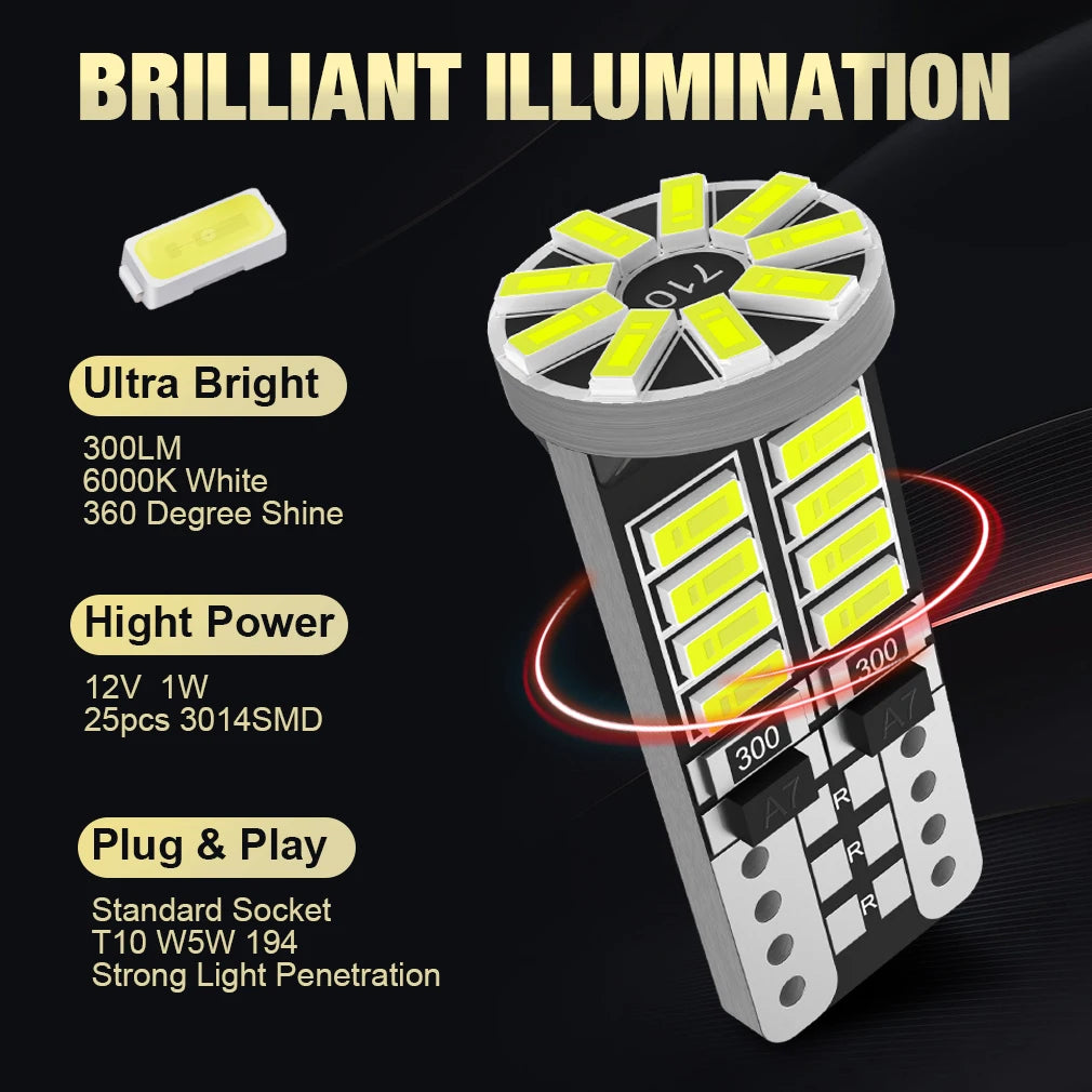 2/10x W5W T10 Led Bulbs Canbus 168 194 501 Led 5w5 Car Interior Dome Reading License Plate