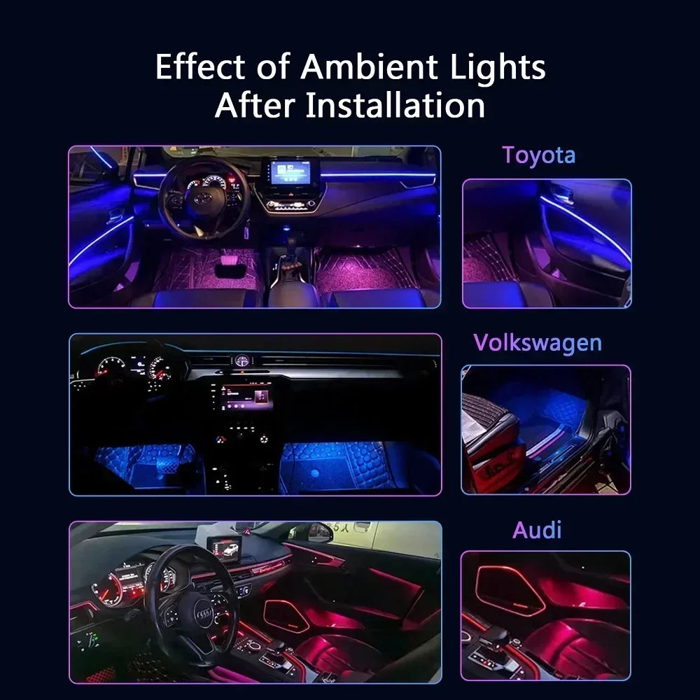 Ambient Light For Car Interior Breathe Dashboard Door Decoration LED Strip Lights Neon App