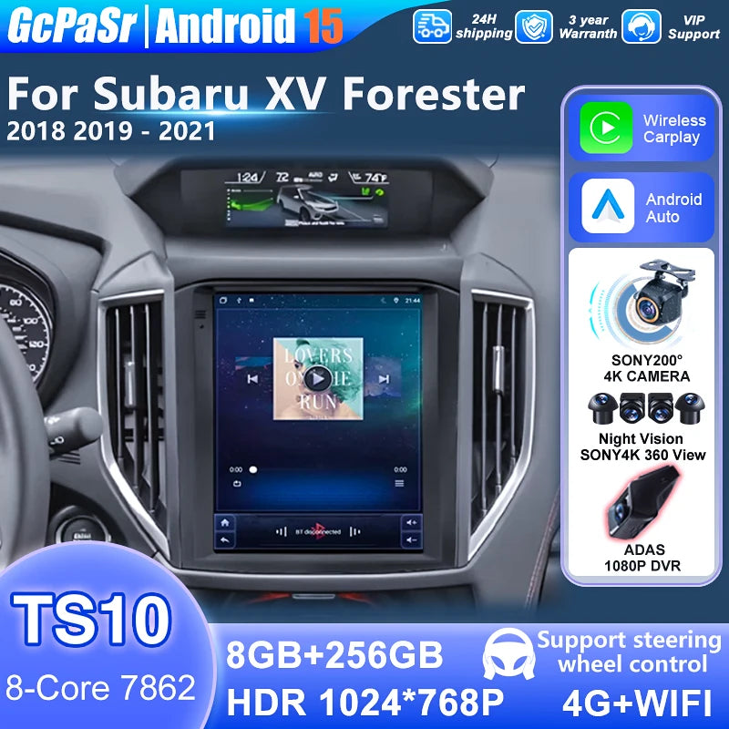 Android 16 9.7 inch For Subaru XV Forester 2018-2021 Car Radio For Tesla Style Screen Mult