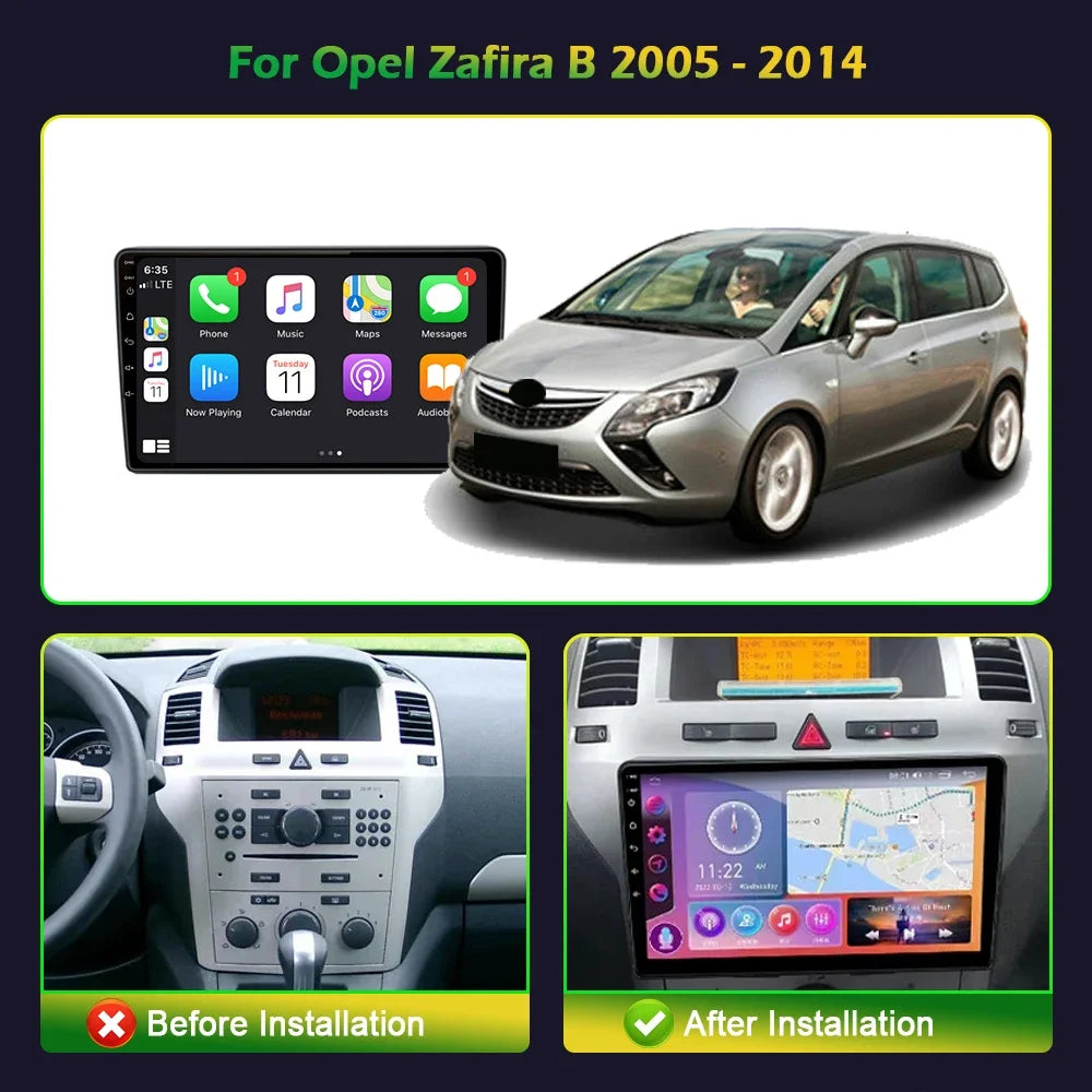 9 inch Car Radio Android 16 For Opel Zafira B 2005-2014 BT Carplay Multimedia Navigation 2