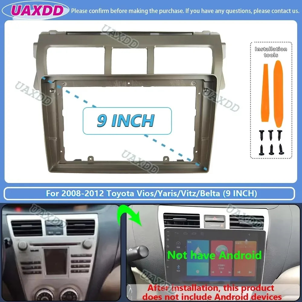 For 2004-2012 Geely MK Toyota Vios Yaris Vitz Belta 9inch cd radio android stereo frame pa