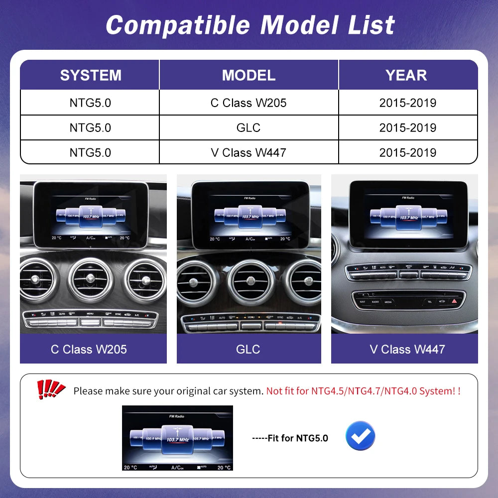 Ultra Thin Linux Touch Screen for Mercedes Benz C Class W205 GLC GLA CLA W447 2014-2019 Wi | AUTOKITSHOP