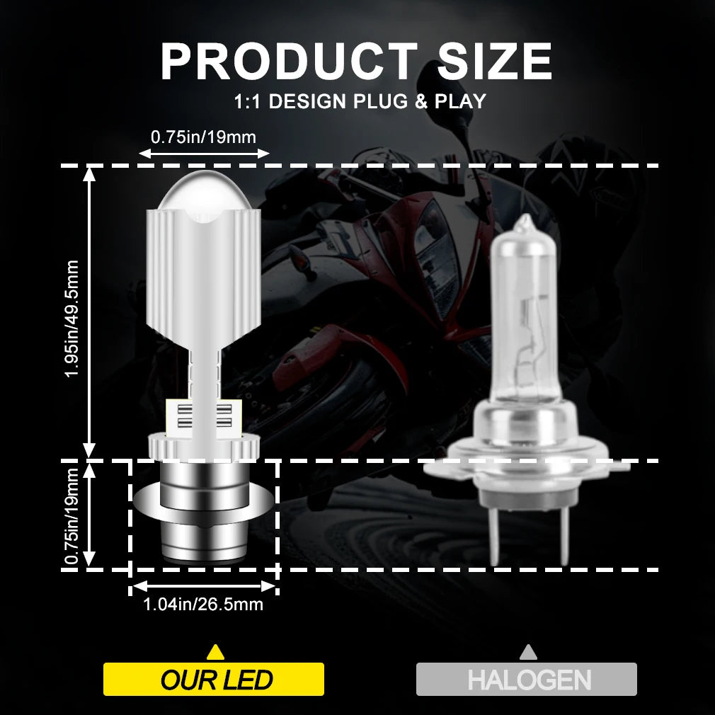 H4 LED Headlight Motorcycle 60W 4000LM Light Blubs BA20D H6 P15D LED Light 3570 CSP Fog He