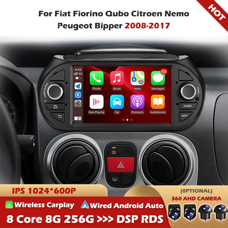 7" Car Radio For Fiat Fiorino Qubo Citroen Nemo Peugeot Bipper 2008-2017 Android Auto Radi
