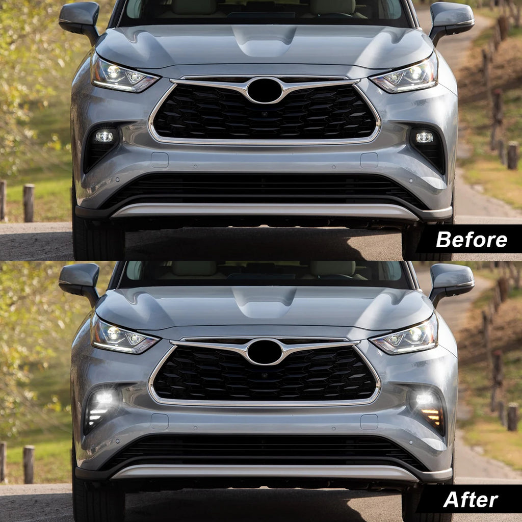 DRL Daytime Running Light For Toyota Highlander 2021 2022 Fog Lamp Daylights Dual Colors W | AUTOKITSHOP