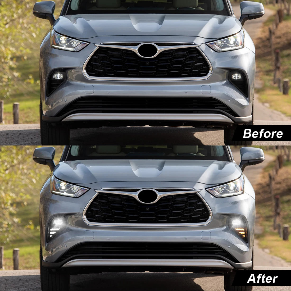 DRL Daytime Running Light For Toyota Highlander 2021 2022 Fog Lamp Daylights Dual Colors W | AUTOKITSHOP