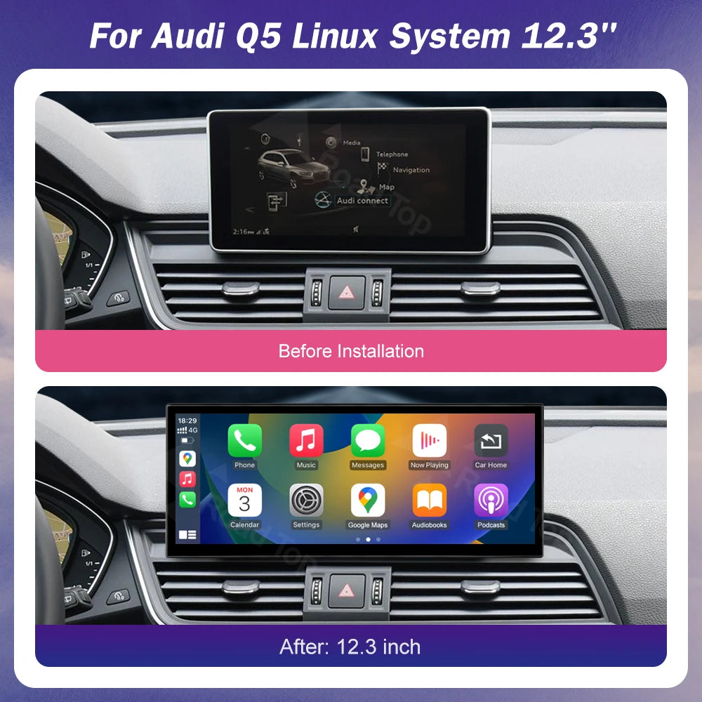 Wireless CarPlay Multimedia Display Screen For Audi Q5 2018-2019 Car Radio GPS Naviagation | AUTOKITSHOP