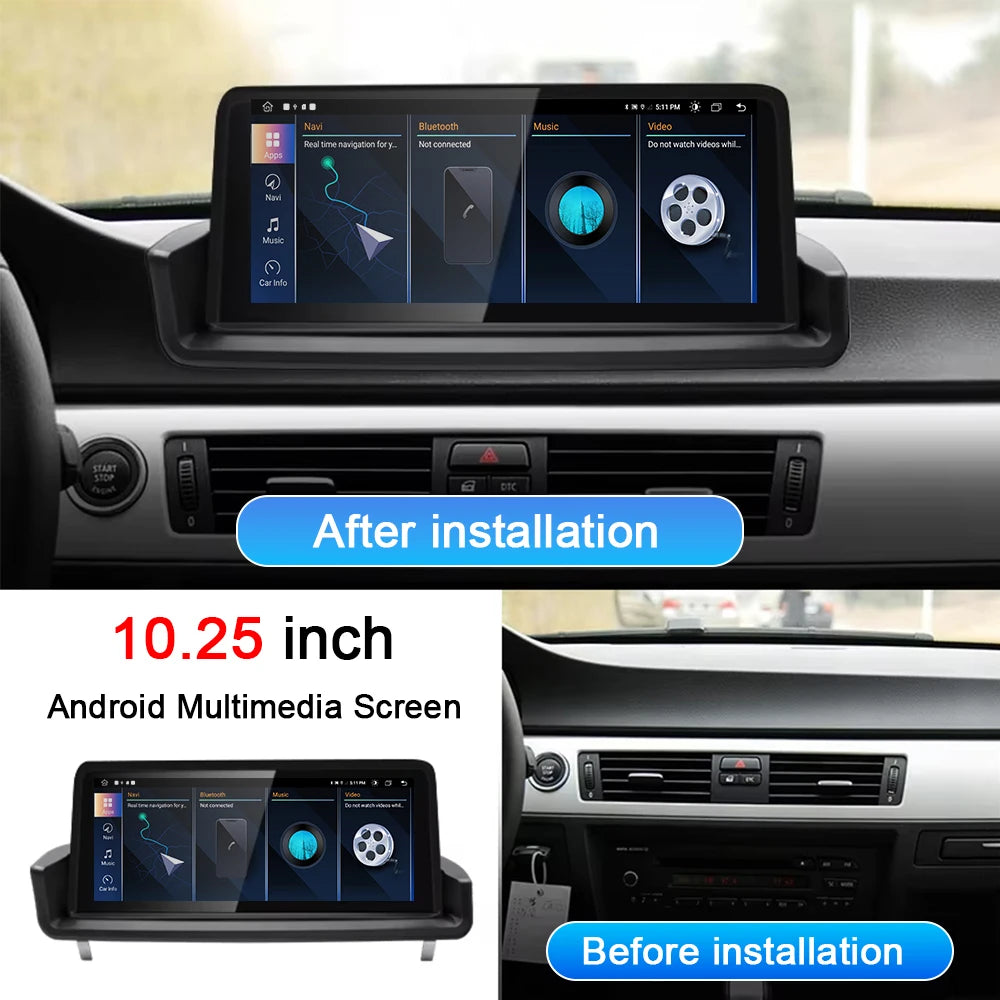 10.25'' Android 14 For BMW 3 Series E90 E91 E92 E93 2005 -2012 Left Hand Drive Car Radio P