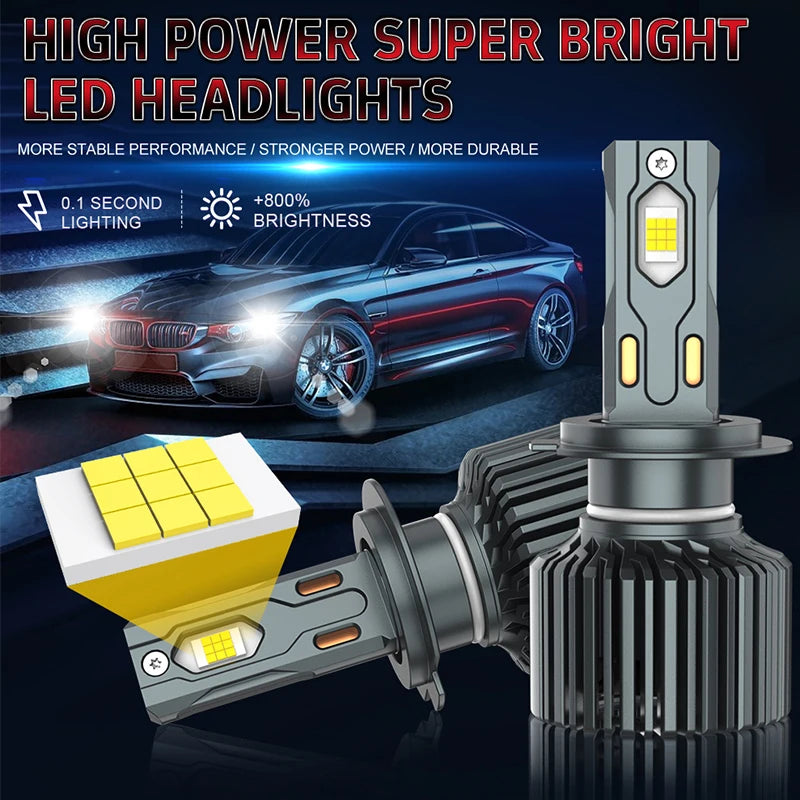 H7 H4 Led Headlights CANBUS H11 H8 H9 9012 9006 9005 Turbo 18PCS 5570 CSP Chips Car Bulbs