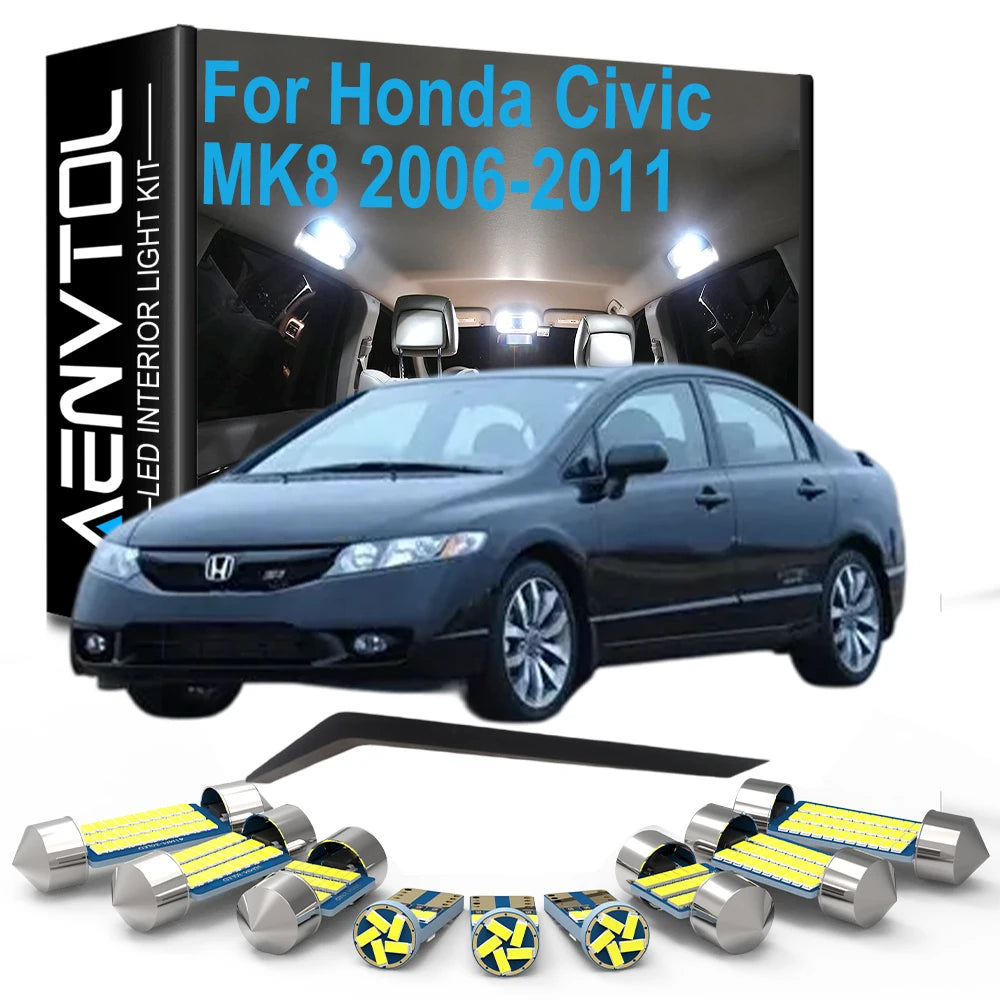 9-Piece LED Interior Light Kit for Honda Civic MK8 - Canbus Error-Free Interior Bulbs