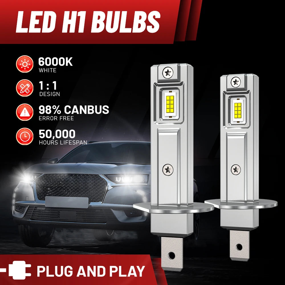 H1 LED Headlights 3800000LM 6000K 2800W 16PCS 7585 CSP High Low Beam Turbo Auto Light 1:1