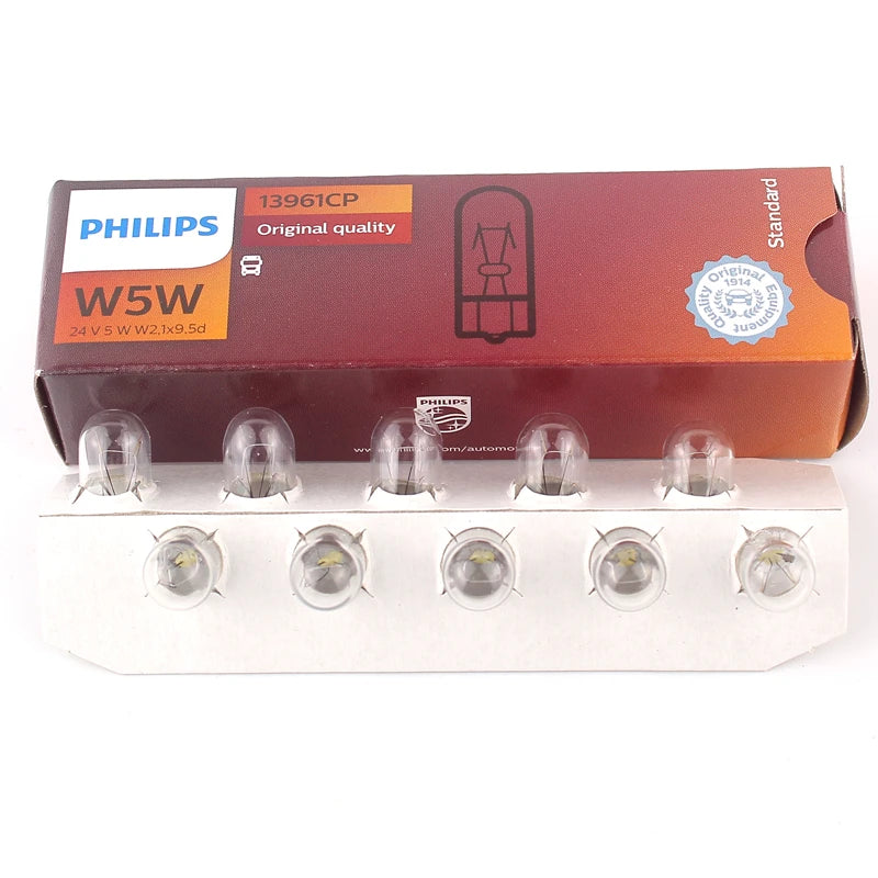 Philips Truck 24V T10 W5W Standard Turn Signal Bulbs Interior Lamp Original Position Stop