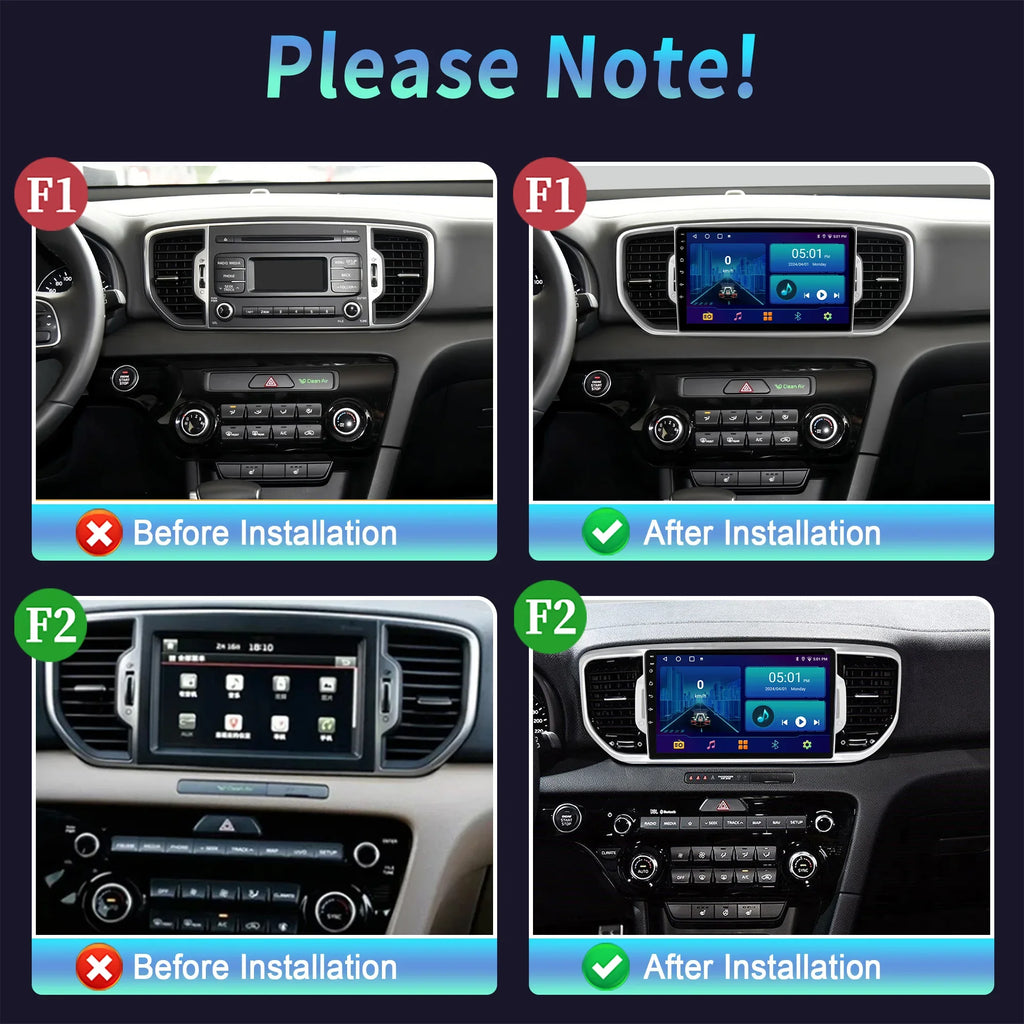 Android 14 For KIA Sportage 4 QL 2016-2018 Wireless Bluetooth Carplay Multimedia Android A