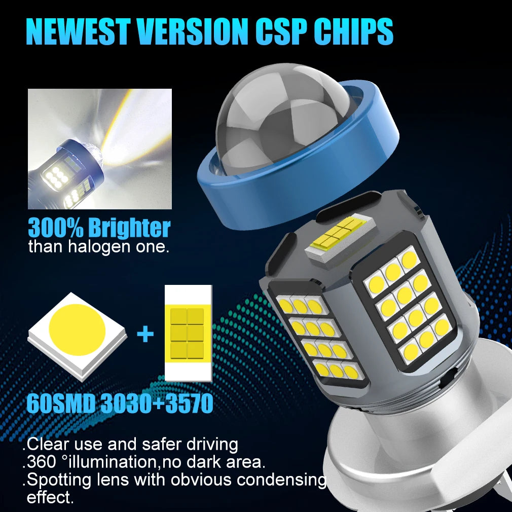 20000LM 25W Motorcycle Headlights H4 BA20 LED Bulbs Lens CSP LED Moto High/Low Beam Led Bu
