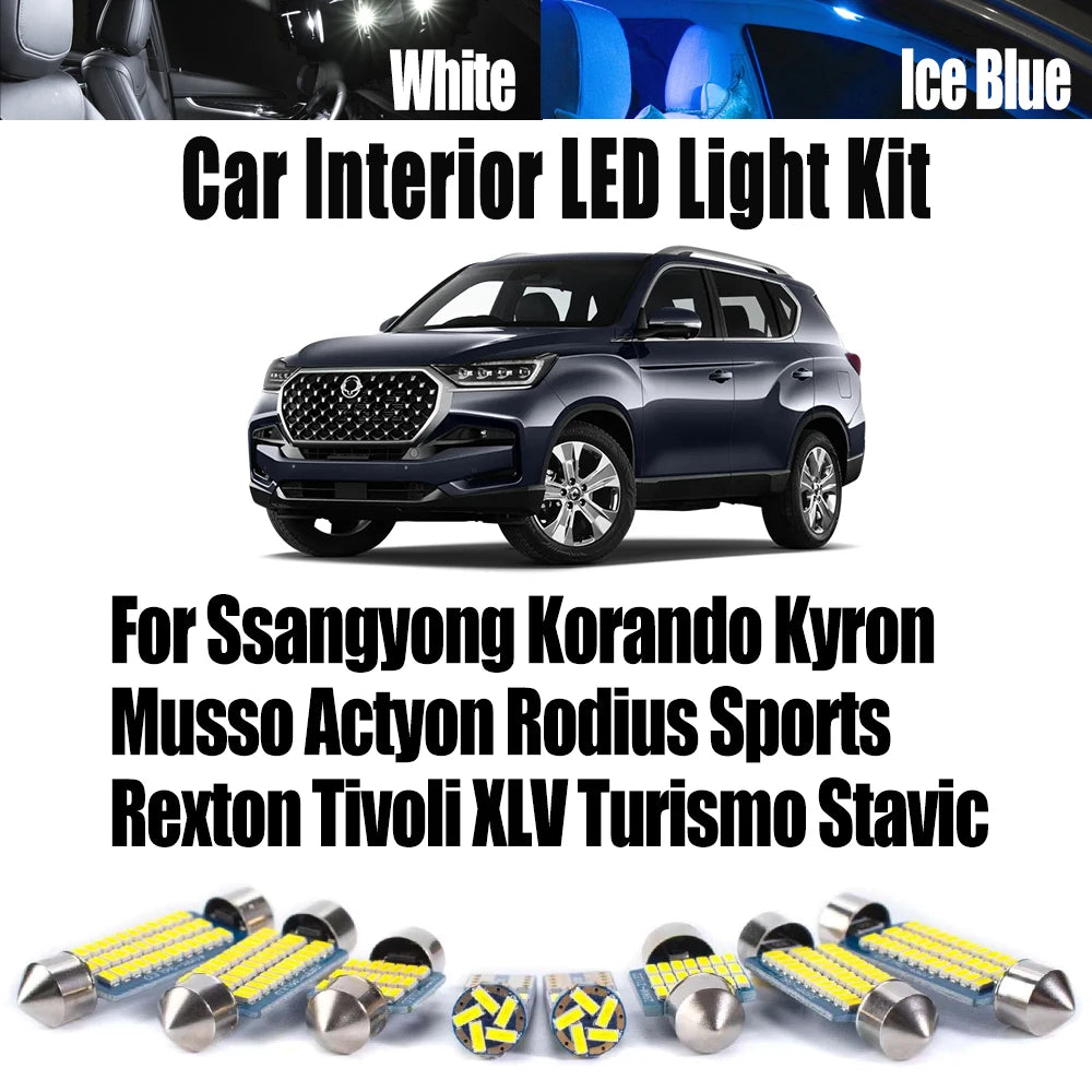 LED Interior Light Kit for Ssangyong Korando Kyron Musso Actyon Rodius Sports Rexton Tivoli XLV Turismo Stavic Car Ce...
