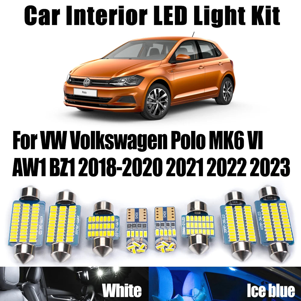 10-Piece LED Interior Light Kit for VW Volkswagen Polo MK6 VI AW1 BZ1 - Canbus Error-Free Bulbs | AUTOKITSHOP