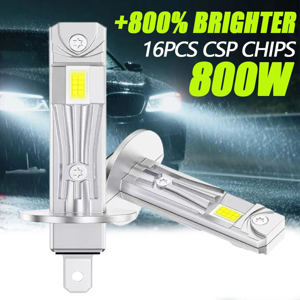 H1 Led CANBUS Bulb Super Bright 800W Wireless 1:1 Mini Size Lights for Car 6000K White CSP