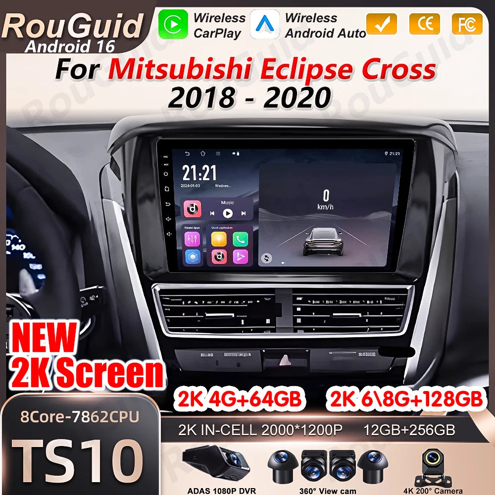 Android 16 Auto Carplay Car Radio For Mitsubishi Eclipse Cross 2018 2019 2020 Multimedia P | AUTOKITSHOP