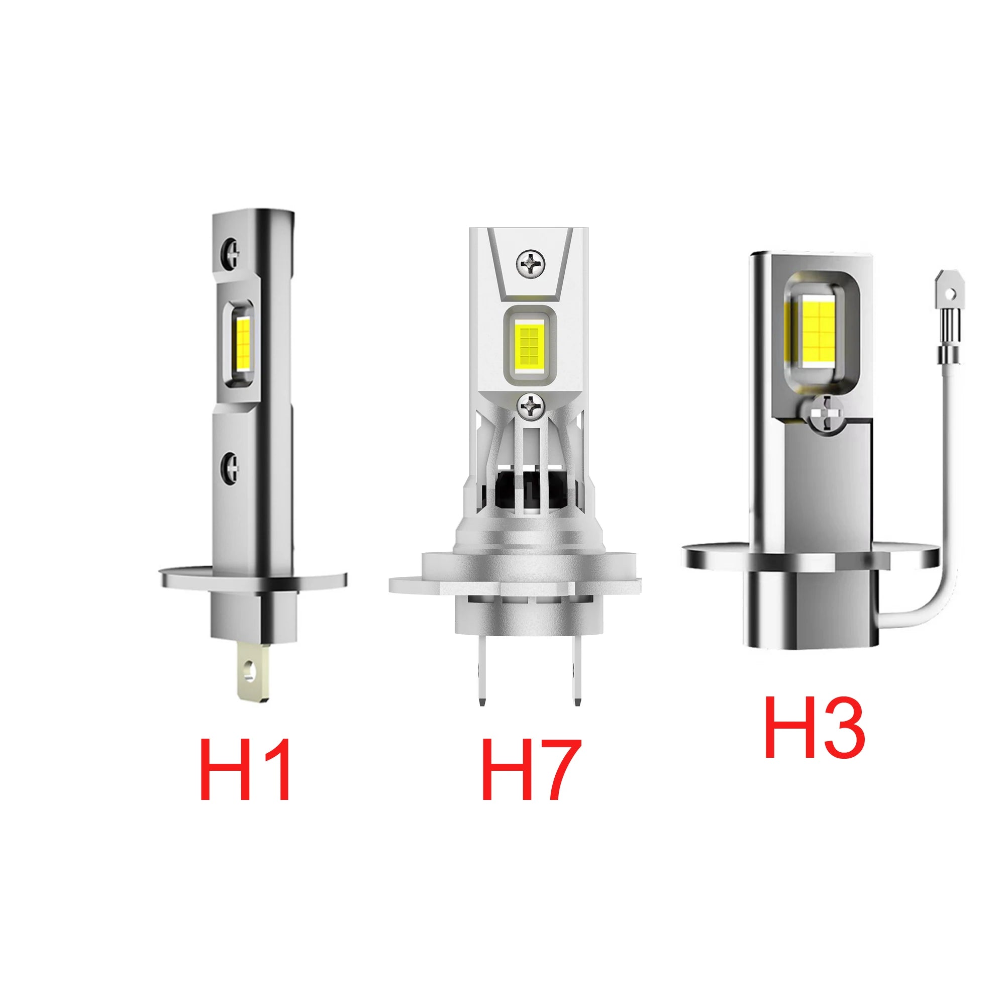 2Pcs H1 H3 LED Headlight Bulbs Mini 120W 20000LM CSP Fanless Auto Diode Fog Lamps 12V 6000K High Brightness Car Headlamp Upgrade