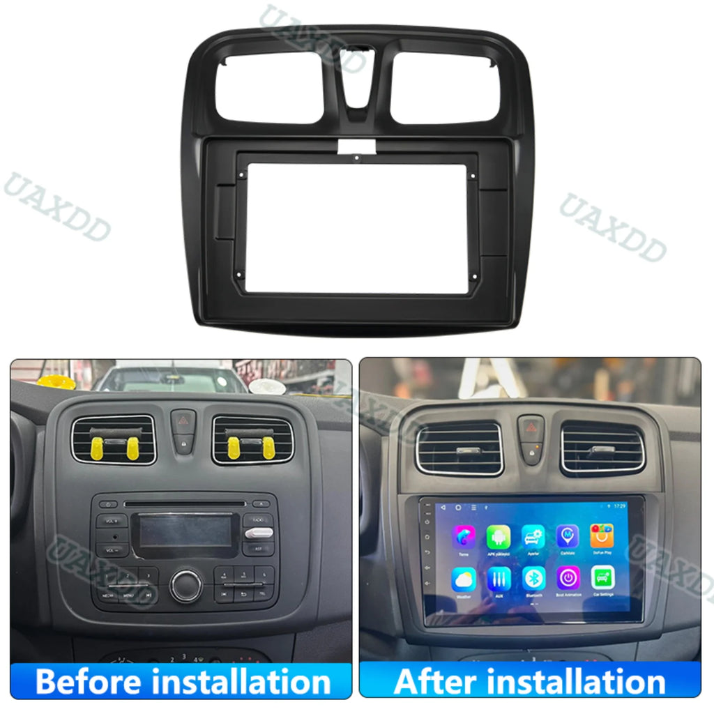For 2015-2018 RENAULT SANDERO LOGAN 9INCH 2 Din Car Android frame Kit fascia cable harness