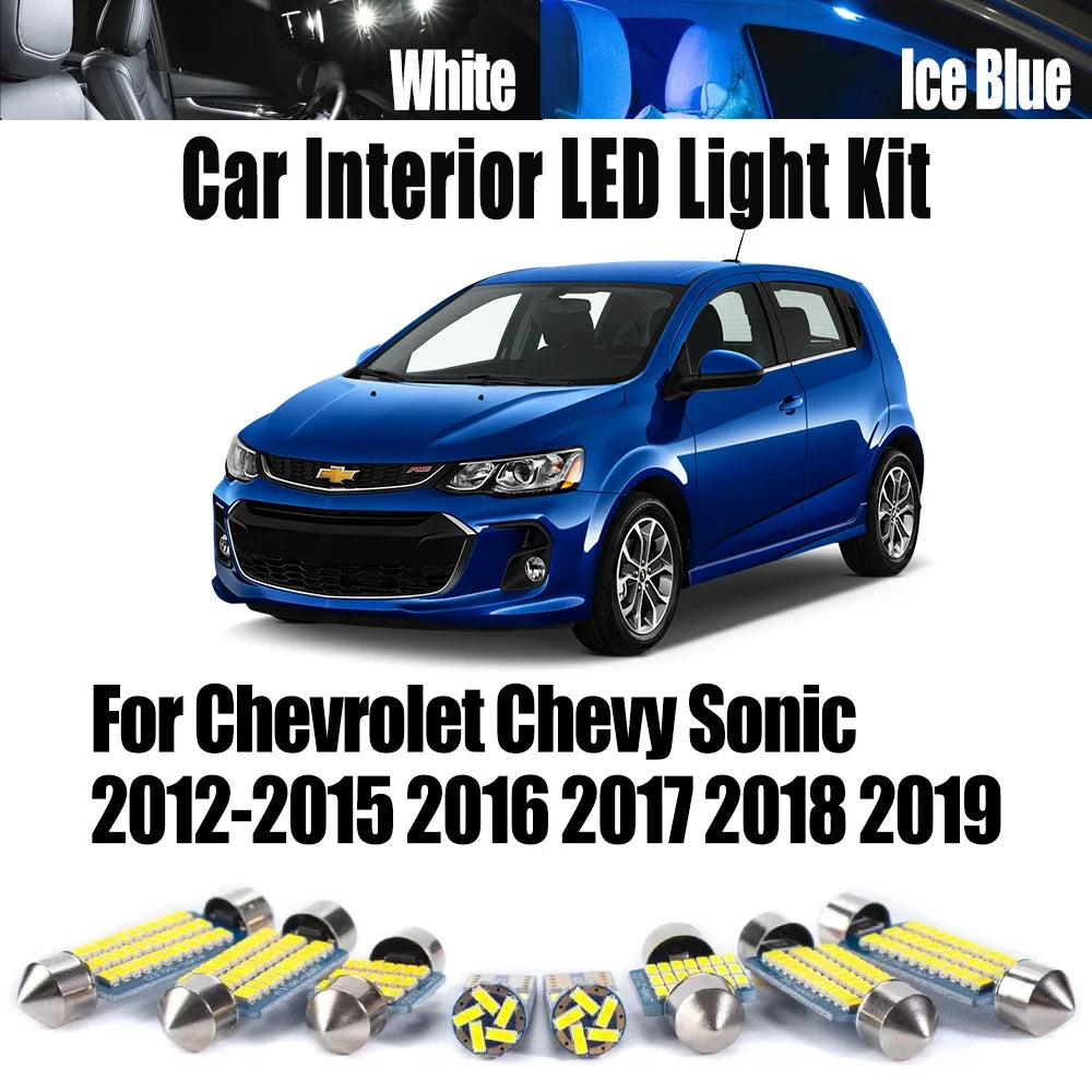 LED Interior Light Kit for Chevrolet Chevy Sonic 2012-2015 - Canbus Dome Map Door Trunk Bulbs | AUTOKITSHOP