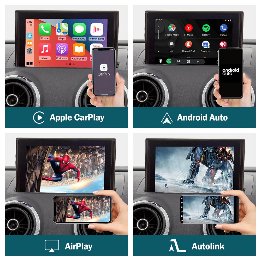 CN RoadTop Linux Wireless CarPlay Android Auto Interface for Audi A3 Q2 2013-2018 with Mir