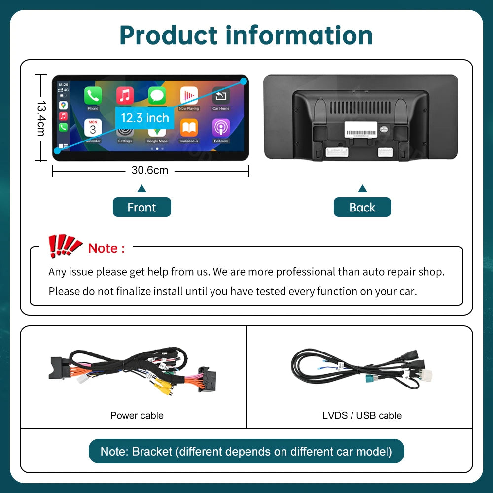 CN 12.3 Ultra-thin Touch Screen Wireless CarPlay Multimedia for Mercedes-Benz C Class W205