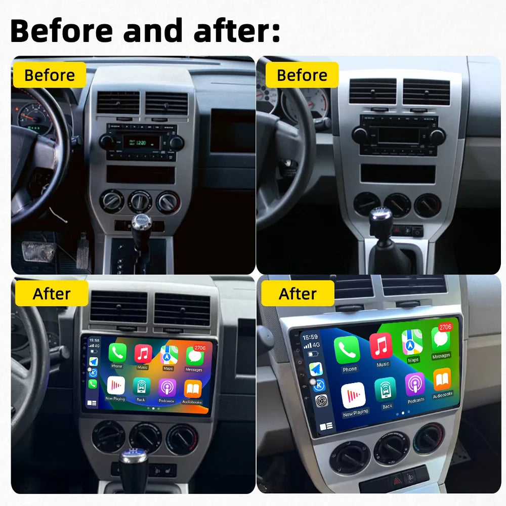 Android OS 10 Inch For Dodge Caliber 2007-2010 QLED 2000*1200P Multimedia Video Player GPS