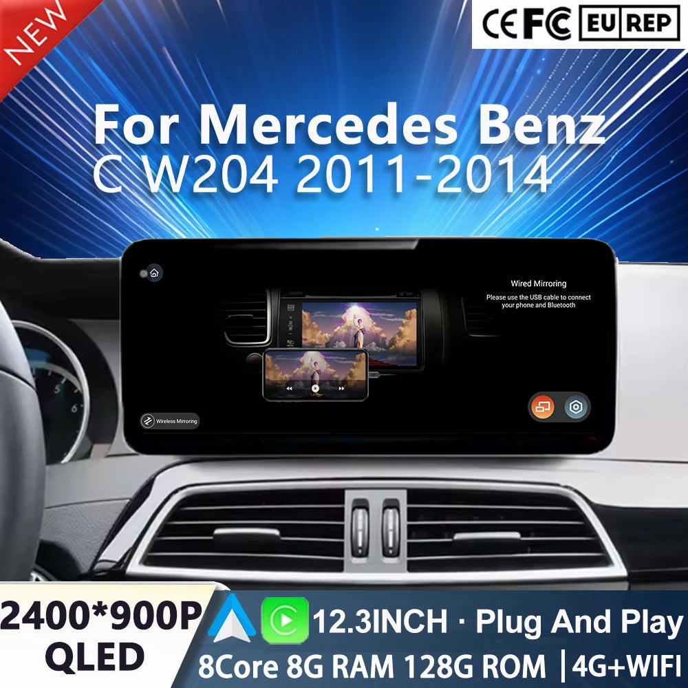 Android 15 Car Radio For Mercedes-Benz C Class W204 2011 - 2014 Video Multimedia Player Ca | AUTOKITSHOP