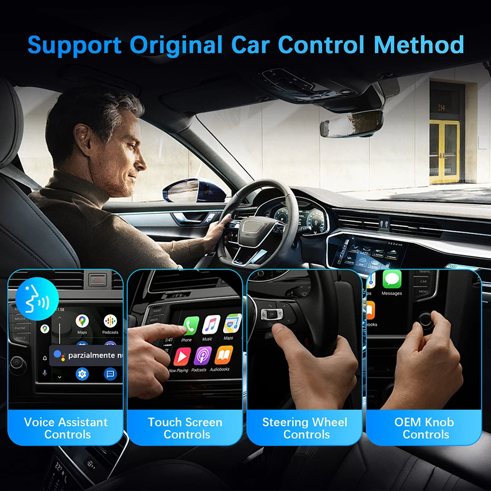 Wireless Carplay Adapter Android Auto 2in 1 Smart Dongle 2024 5G WIFI For iphone Android P | AUTOKITSHOP