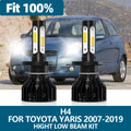 LED Headlight H4 Car Light 6000K High Low Beam Bulbs Kit For Toyota Yaris 2015-2019 2007 2