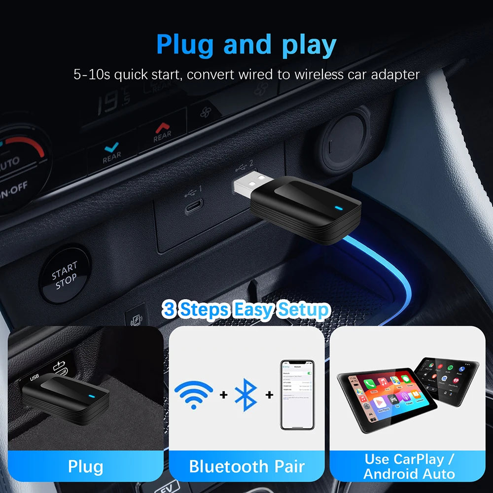Wireless Adapter CarPlay Android Auto 2in1 Smart Dongle Play&Plug For VW Spacefox CC Golf  | AUTOKITSHOP