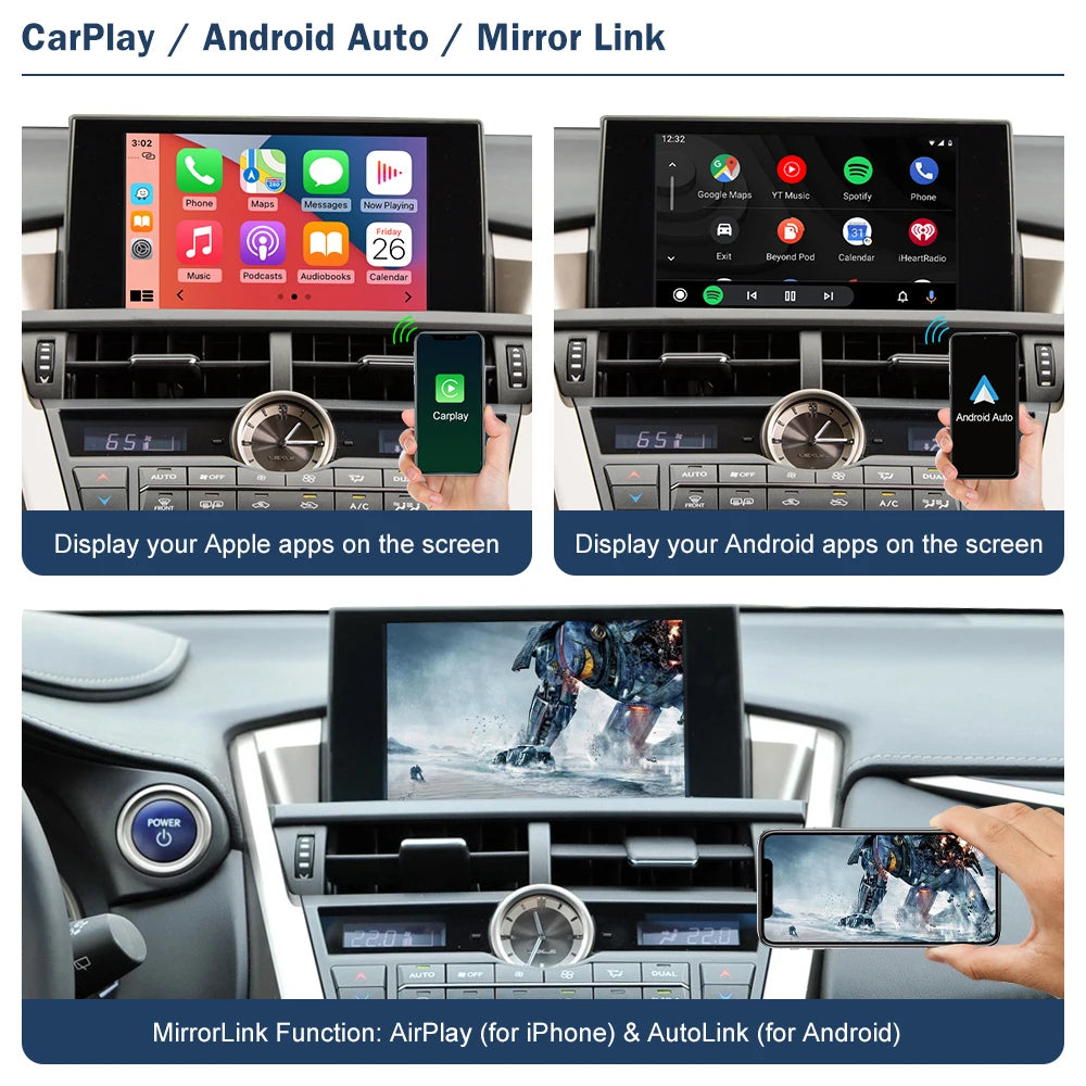 Wireless CarPlay Android Auto for Lexus NX RX IS ES GS RC CT LS LX LC UX GX 2014-2019, wit | AUTOKITSHOP