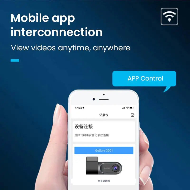 Philips Front WiFi Car 1080P HD Driver Video Recorder USB Car DVR Camera Loop Recording Go