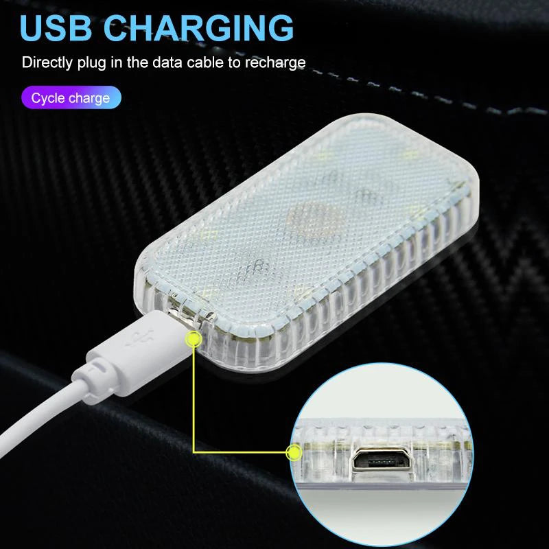 LED Touch Lights Small Wireless Car Interior Lights Auto Design Roof Reading Lamp For Storage Box Wireless Magnetic USB Charging