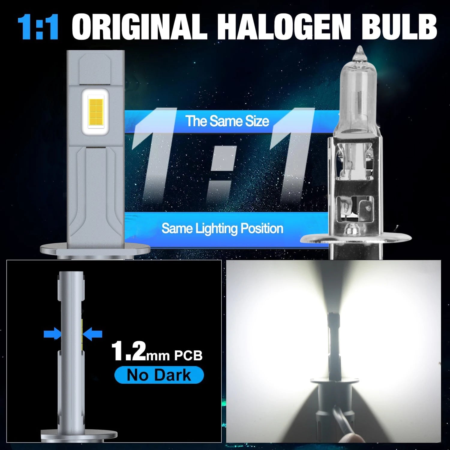XSTORM H1 H3 LED Headlight Bulb Mini 60W 20000LM 6500K CSP for Car Headlamp High Beam Ligh
