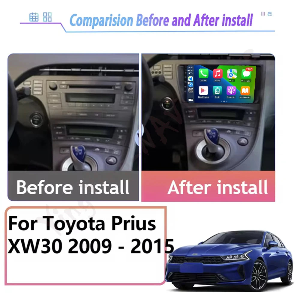 Android 16 DSP Stereo For TOYOTA Prius 30 2009 2010 2011 2012-2015 Bluetooth Wireless Carp