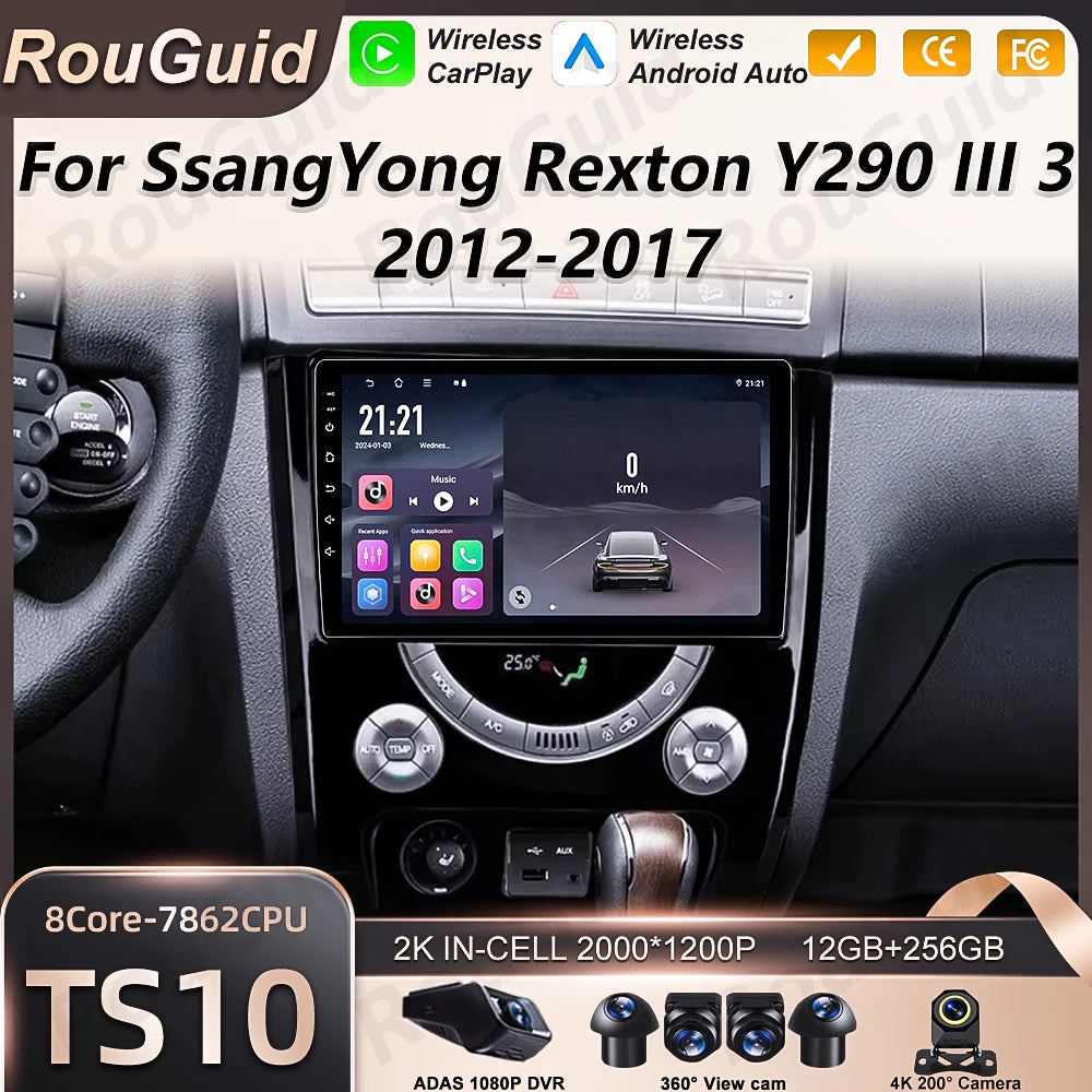 Android 16 Auto Car Radio For SsangYong Rexton Y290 3 2012 2013 2014 2015 2016 2017 Multim | AUTOKITSHOP