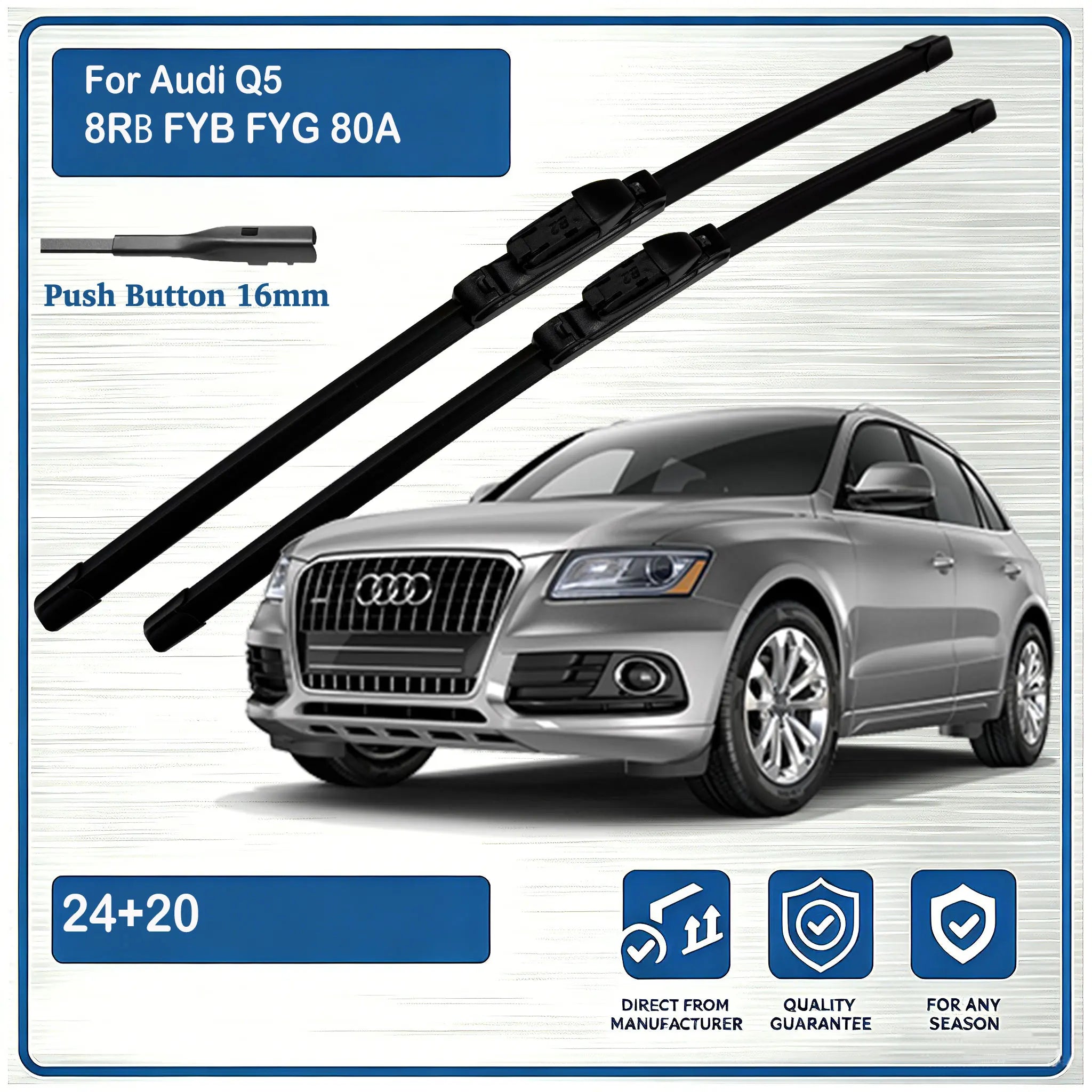 For Audi Q5 8RВ FYB FYG 80A GUB 2008-2024 Front Wiper Blades Windscreen Windshield Window